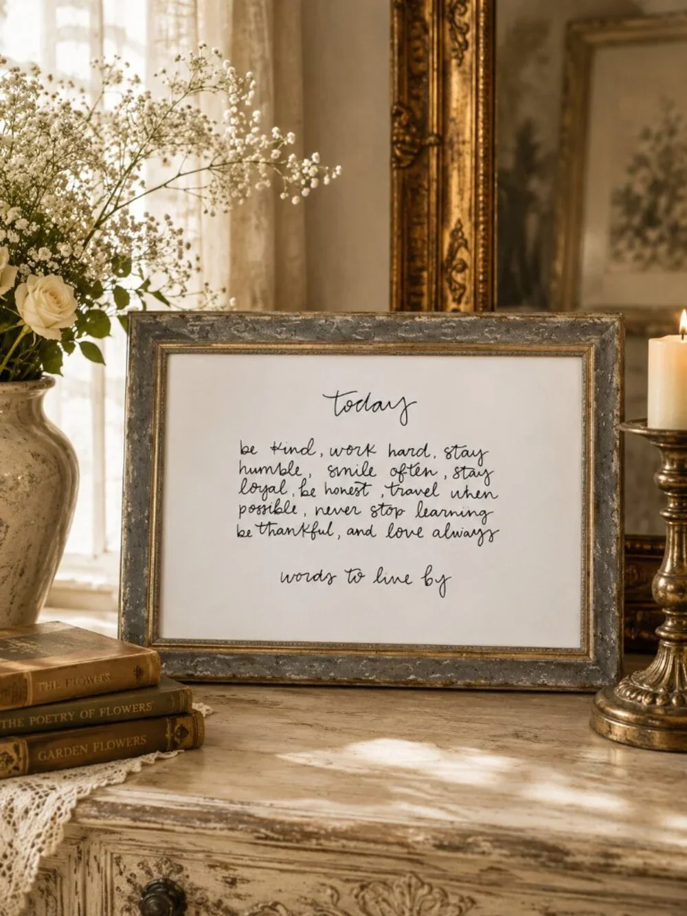 Handwritten Typography Style Inspirational Quote Framed Wall Art